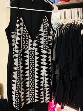 Fashion Nova Black & White Sequin Mini Dress